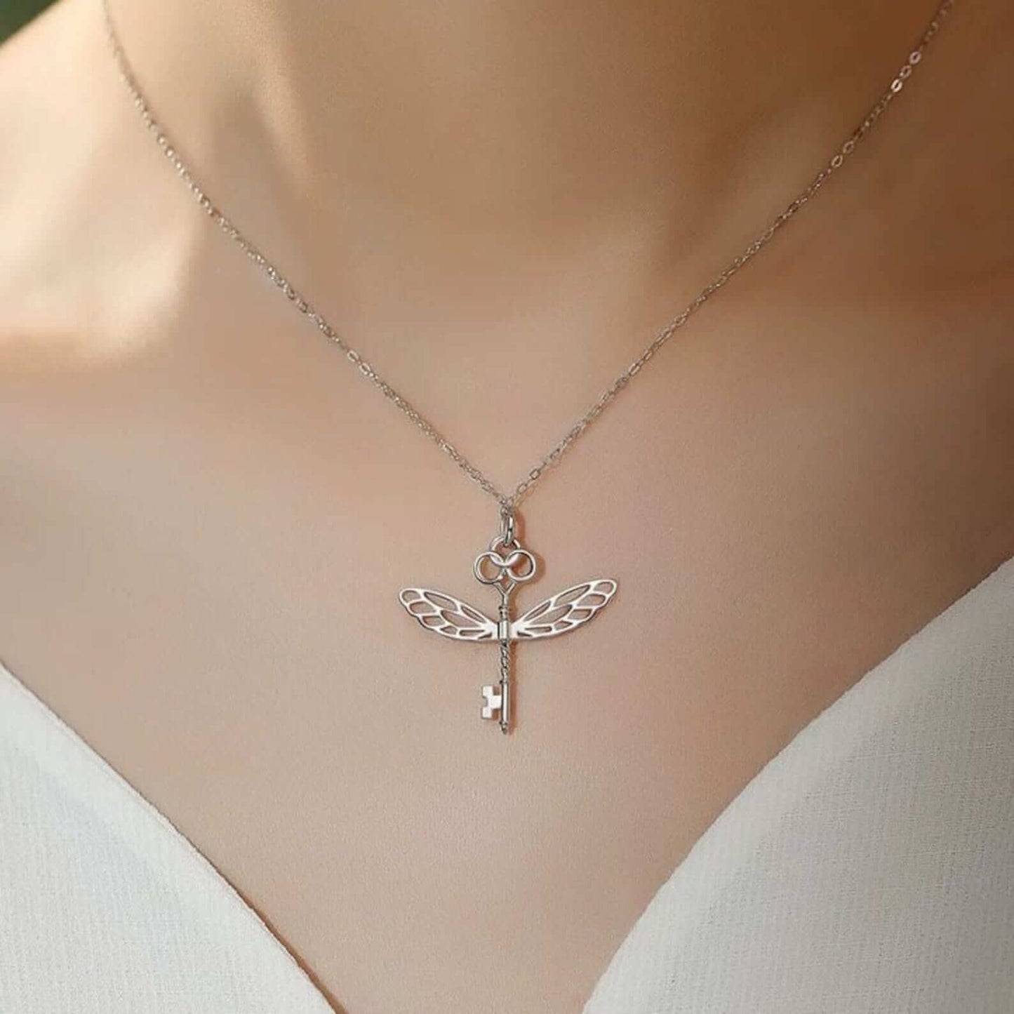 Winged Key Necklace