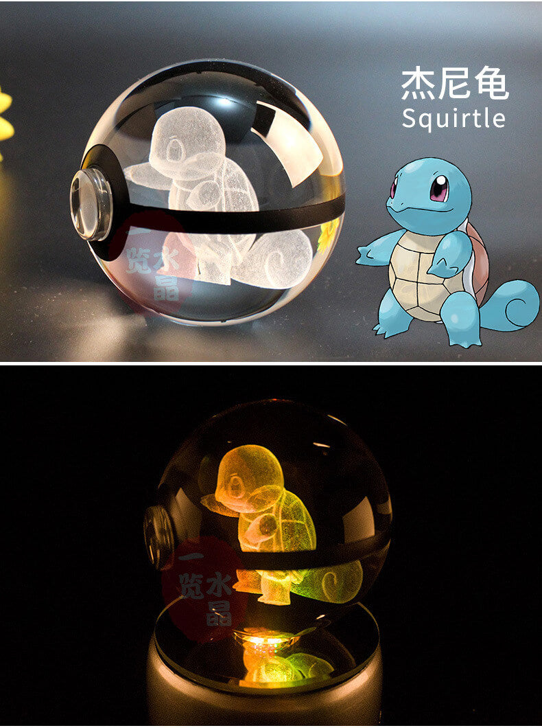 Handmade Pokemon Crystal Pokeballs with grey Base - Collectible Glass Set